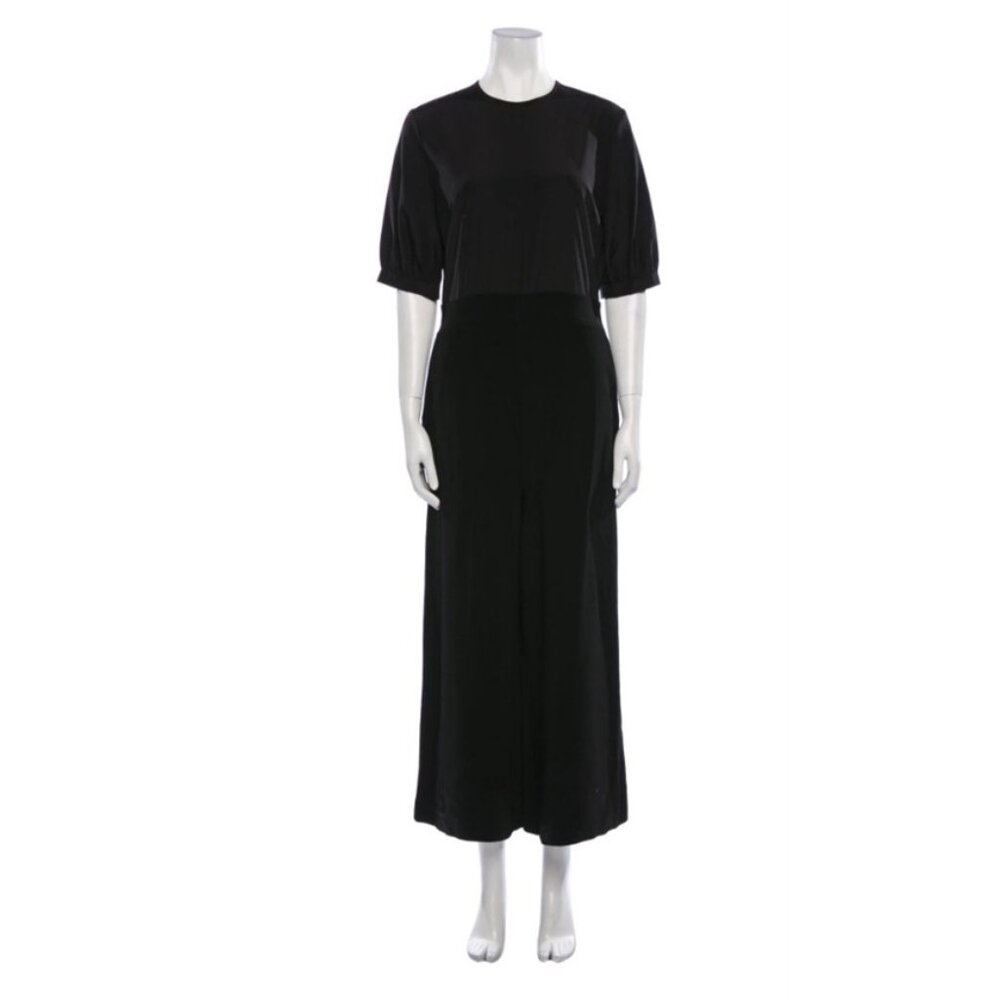 Goop G. Label Black Crew Neck Short Puff Sleeve Jumpsuit, Size 6